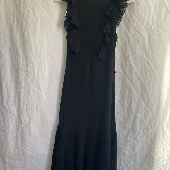 Zimmermann Black Ruffle Maxi Dress Quiet Luxury Pleated Gown Size 0 NEW - Picture 16 of 16